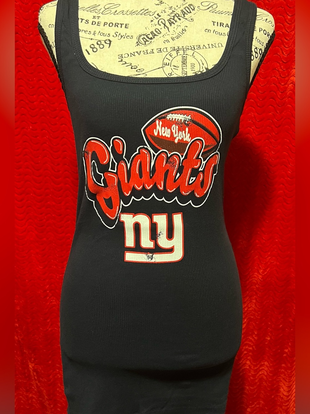 NFL Women's Navy Ribbed Tank Top with Team Apparel Tag Retro Worn Graphics